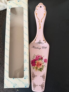 Pink Floral Porcelain Cake Server bought in Prague Karlovi Vary